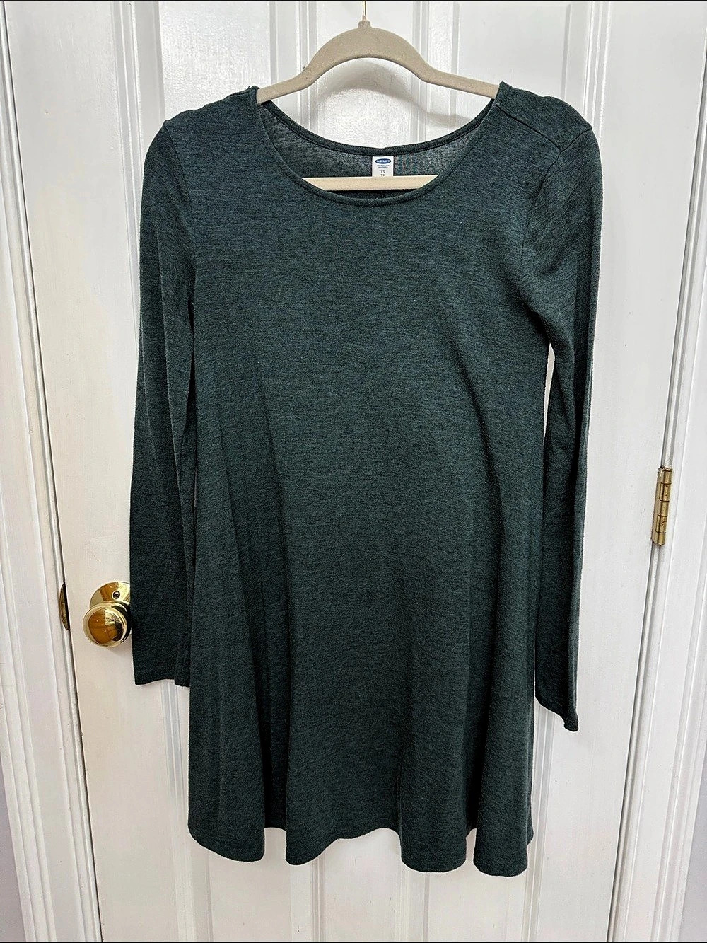 Old Navy Jersey-Knit Long-Sleeve Swing Dress Green XS